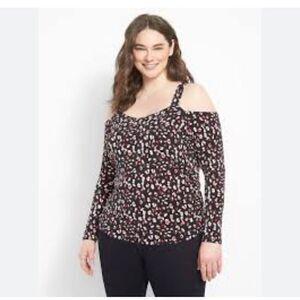 NWT Lane Bryant cold shoulder blouse illusion collection